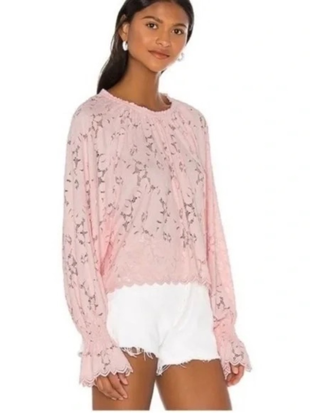NWT Free People Olivia lace blouse is a romantic, blush pink top